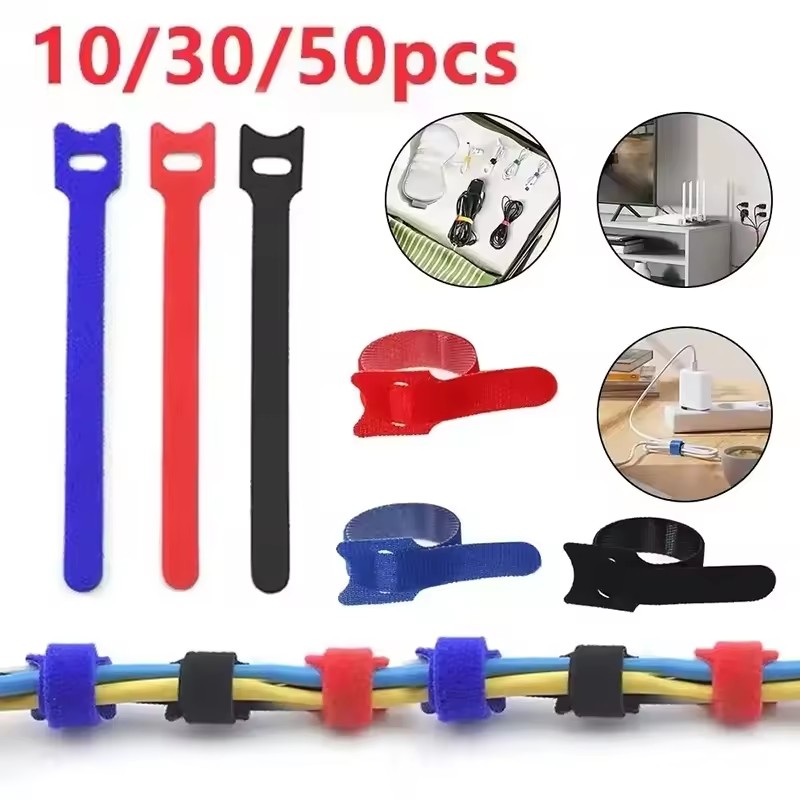 Cable Organizer - 10/30/50 stuks herbruikbare klittenband kabelbinders, bevestigingsband,