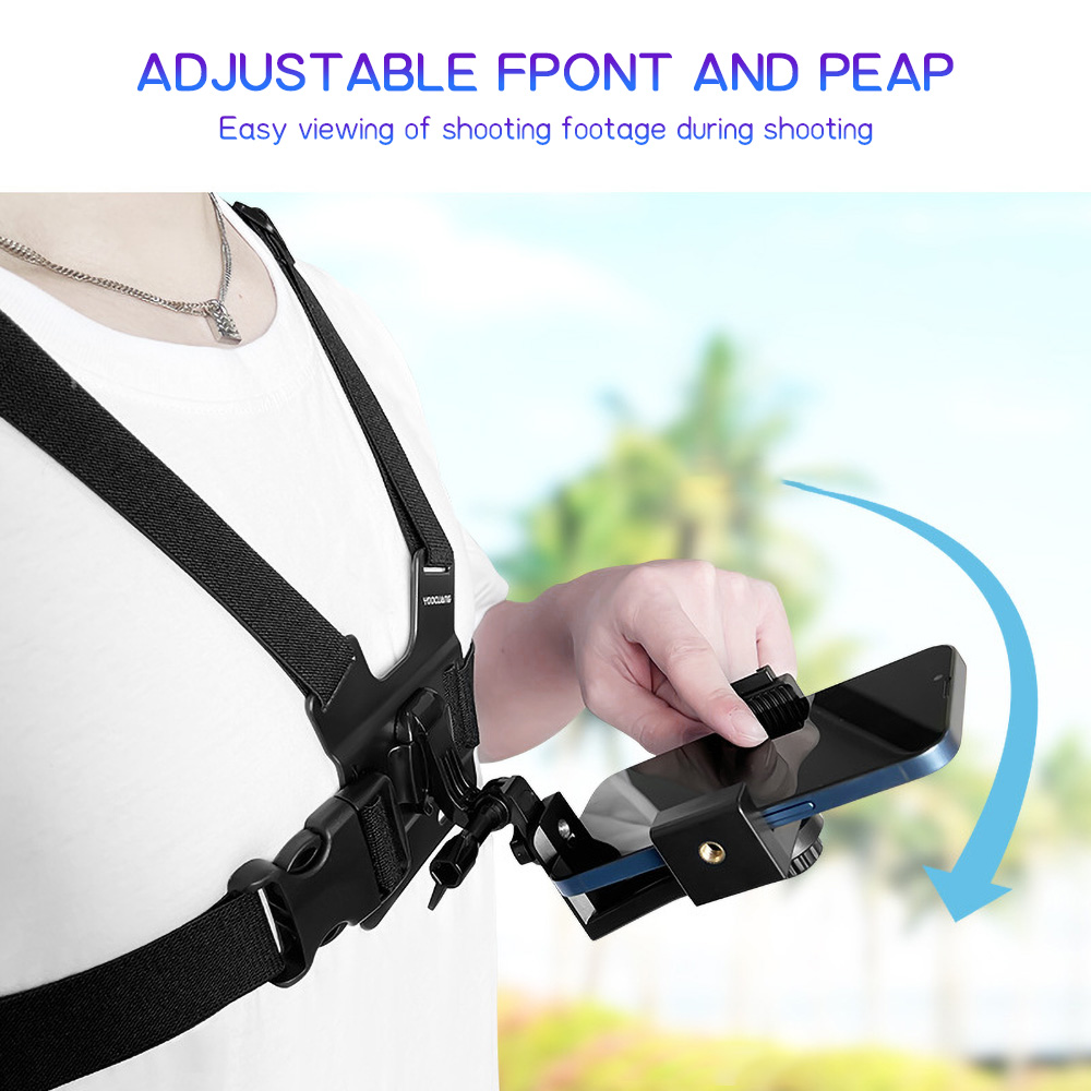 Cable Organizer - Borstmontage Telefoonriemhouder Verstelbare elastische borsttelefoonbeugel 360