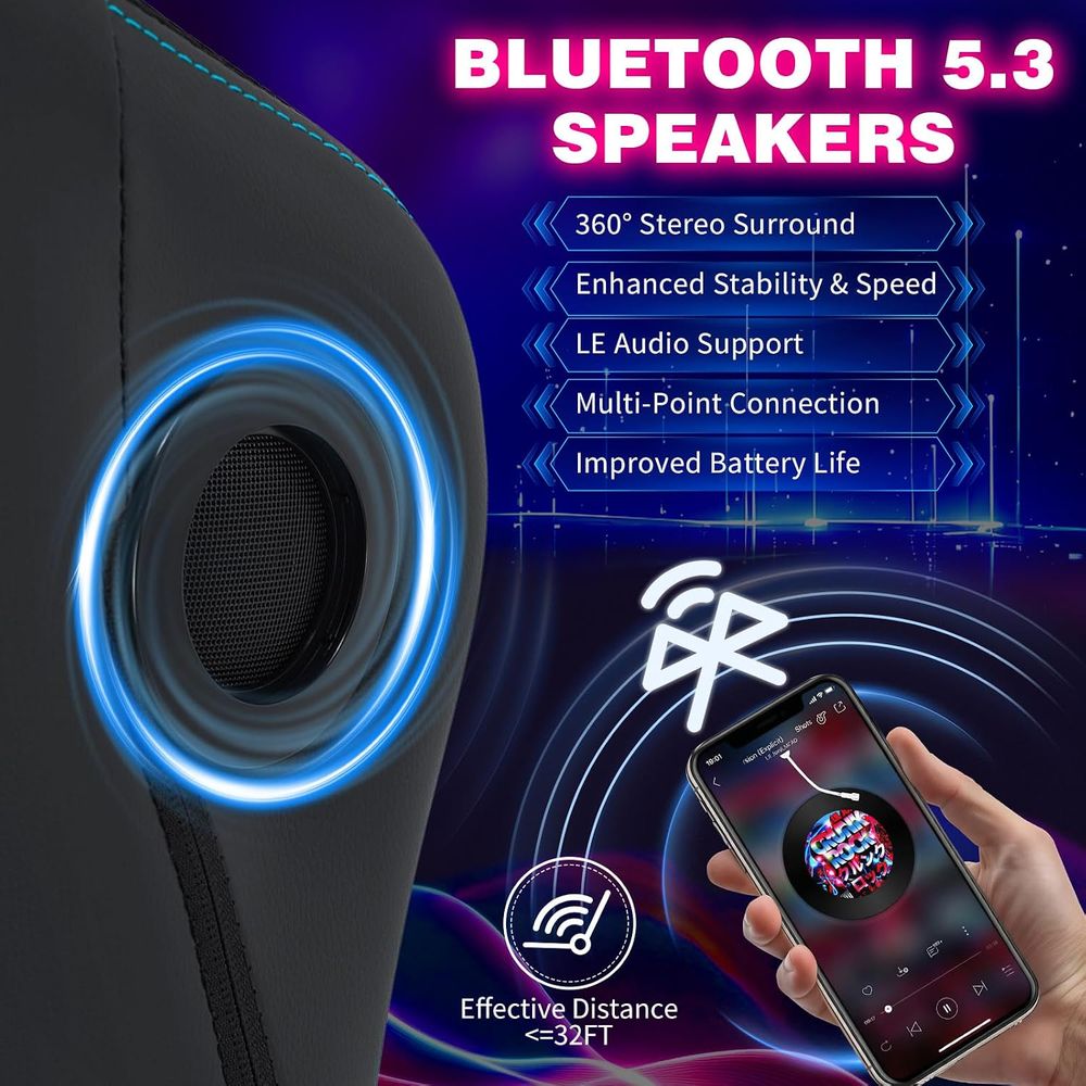 Gamingstoel met LED-verlichtin - Bluetooth Speaker recensie en prijs